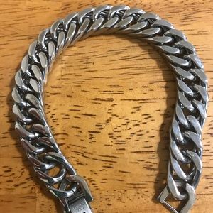 Thick 9” stainless steel bracelet